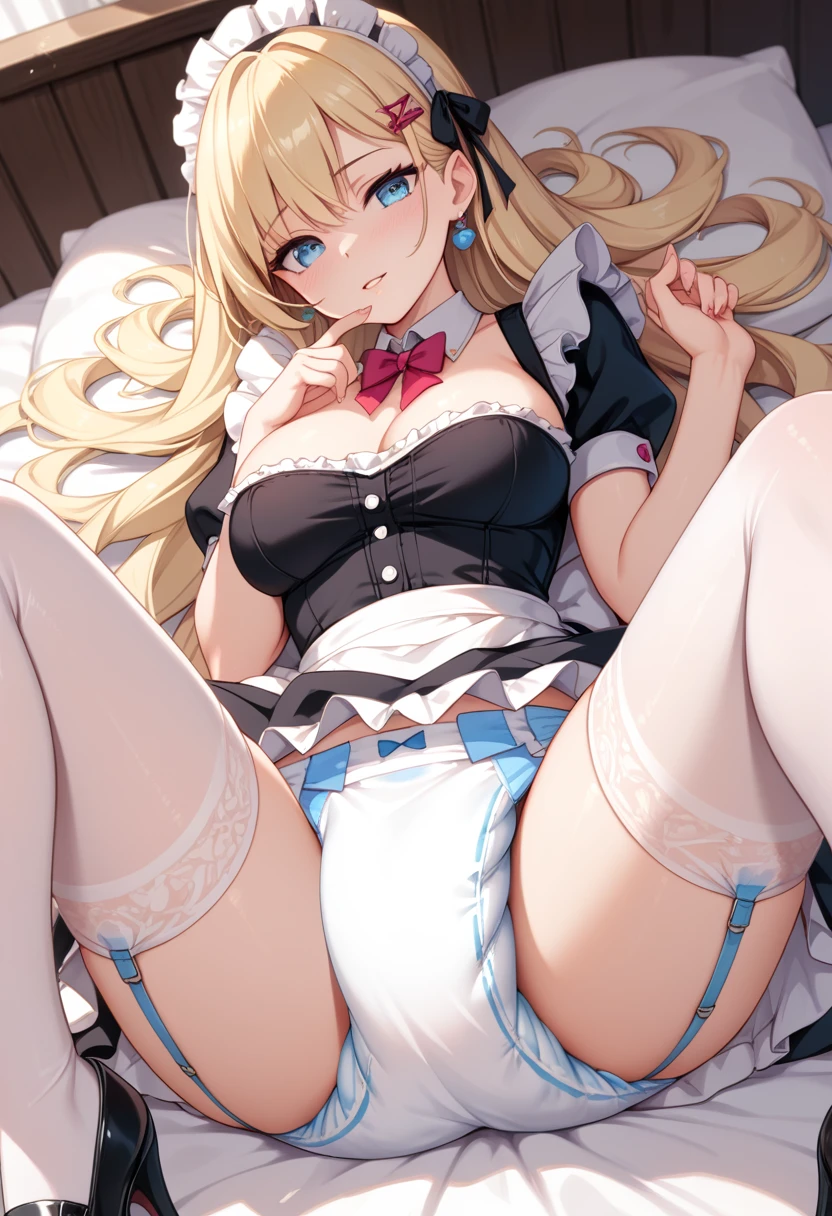 Score_9, score_8_up, 4k, 8k, detailed face, source_anime, smug princess girl with small breasts, young girl, skimpy outfit, ass, pert ass, thick thighs, presenting ass, blonde hair, long hair, panties, open mouth, hot breath, panting, moaning, blush, blushing heavily, happy, enjoying, ((heavy blush)), elegant white dress, solo, 