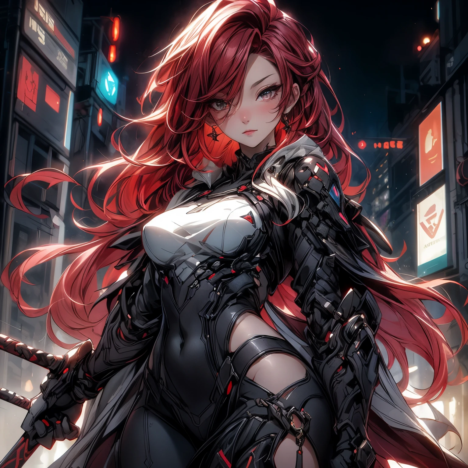 ((girls)), (()), ((samurai)), (flat chest), (slim waist), (petite),
shiny straight long red hair, ((cyber-agent)), (destroyed cyber combat armor!), (torn cyber suit!), ((sci-fi)):{(cyber headgear), (combat gauntlets), (combat footwear), (combat belt)}, (holding weapon), panty around one leg,
regrettable, tears, through clenched teeth,
(nsfw), raped, being raped while, (internal cumshot), (cum in pussy), bloody semen overflowing from the vagina, (cowgirl position), {boy on top, (leg lock), mating_press}, girl focus, (best quality:1.4), (hyper detailed:1.3), (high resolution:1.5), (excellent:1.2)