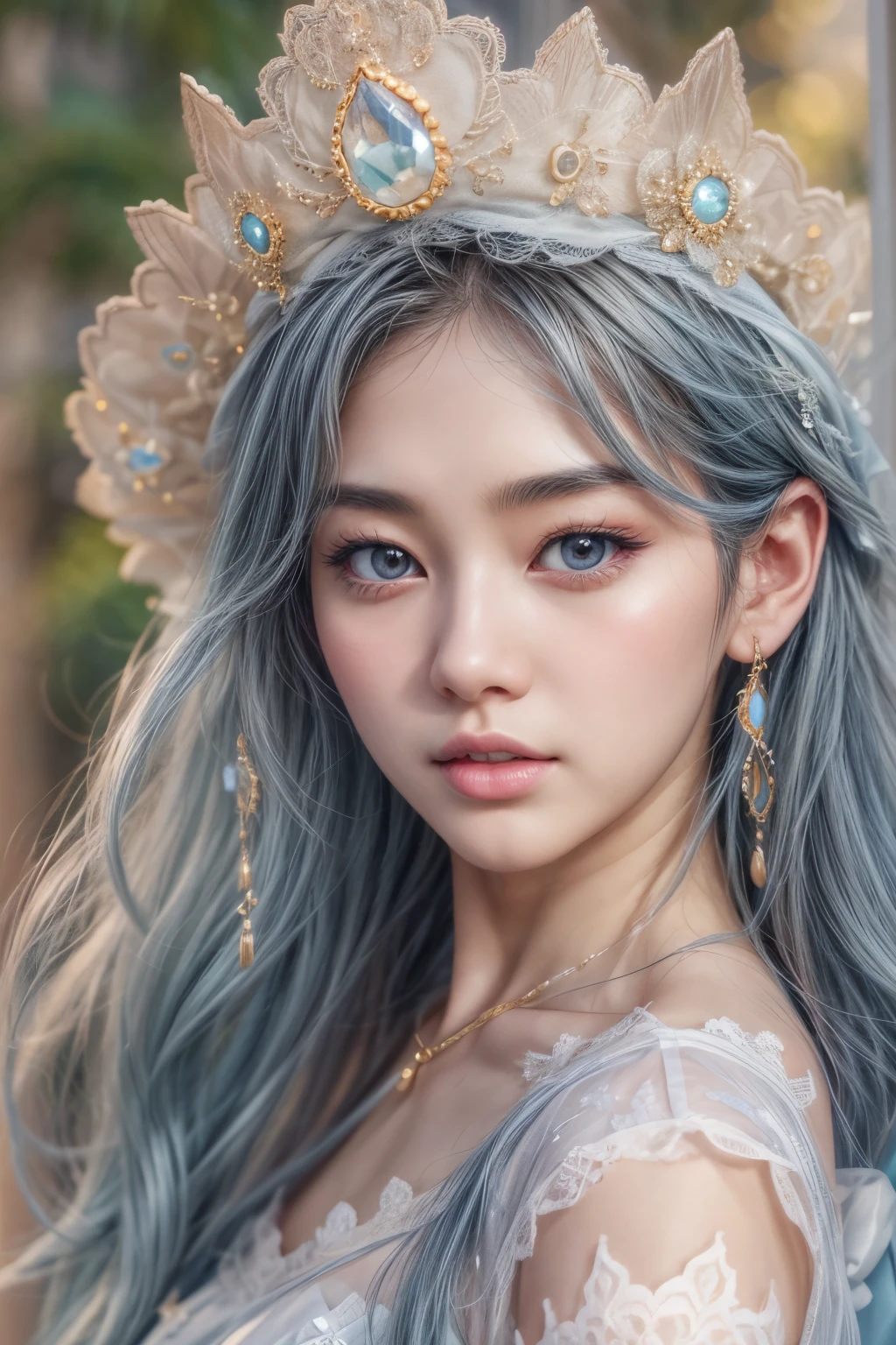 (Best Quality Detail)、realisitic、8K UHD、hight resolution、(1girl in:1.2)、The ultra-detailliert、High quality textures、intricate detailes、detaileds、Very detailed CG、High quality shadows、Detail Beautiful delicate face、Detail Beautiful delicate eyes、depth of fields、Ray traching、in her 20s、Pretty Kpop Girl、(Korean Urzan Face)、Slender face、(ulzzang -6500-v1.1:0.6)、pureerosface_v1、gloweyes、perfectbody、 look at viewr、(Best Quality Detail:1.2)、realisitic、8K UHD、hight resolution、(1girl in:1.2)、The ultra-detailliert、High quality textures、intricate detailes、detaileds、Very detailed CG、High quality shadows、Detail Beautiful delicate face、Detail Beautiful delicate eyes、depth of fields、Ray traching、in her 20s、Pretty Kpop Girl、(Korean Urzan Face)、Slender face、(ulzzang -6500-v1.1:0.6)、teak、Glossy lips、、high-level image quality, The highest image quality, top-quality, Photorealsitic, ultra-detailliert, photos realistic, 4K 8K UHD Full Color RAW Photos, Fuji Film(Medium format), Hasselblad, Carl zeiss, Incredible dynamic range photography(UTIL_Art by Smoose-768:1.1),hight resolution, High pixel count, clear details, crisp image, Natural color reproduction, Noise Reduction, High fidelity, qulity, Software Improvements, Upscaling, Optimized algorithms, Pro-level retouching,

Features of the costume：
Points and design ideas：

Color selection：To reflect the beauty of the sky、Make use of pale tones and gradients。Pastel or blue-gray colors inspired by the color of the sky are suitable.。

Graphic Design：Clouds and stars、a moon、Use graphics such as the sun、The design that expresses the elements of the sky is attractive。By incorporating these elements into prints and embroidery,,,,、Creating the Mystique of the Sky。

Textiles and materials：By choosing light materials、Makes it easier to express the sky scenery。chiffon、organdy、Transparent materials such as silk are recommended.。

silhuette：Soft silhouette and floating design、Matches empty images。By incorporating frills and drapes、It can produce a so