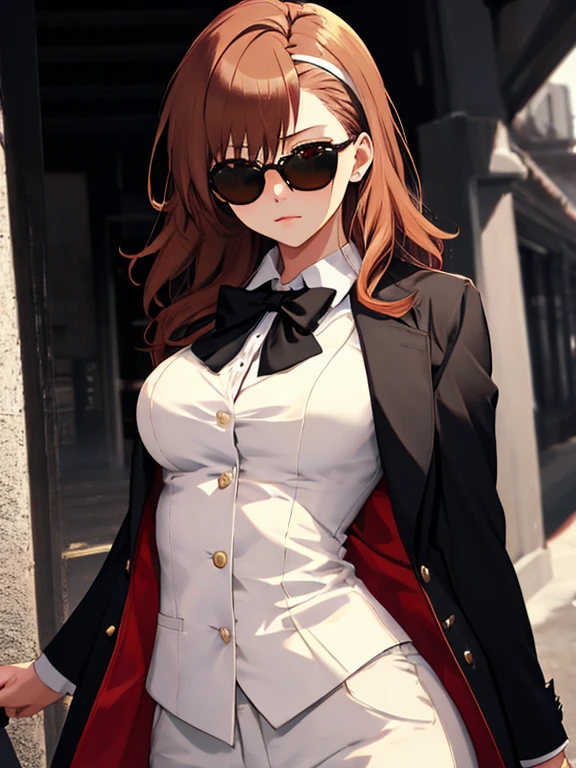 masterpiece, (detailed, highres, best quality), 1girl, <lora:sprwbyNeopolitan-27:1> neopolitandef, necklace, white jacket, leotard, black gloves, black pants, belt