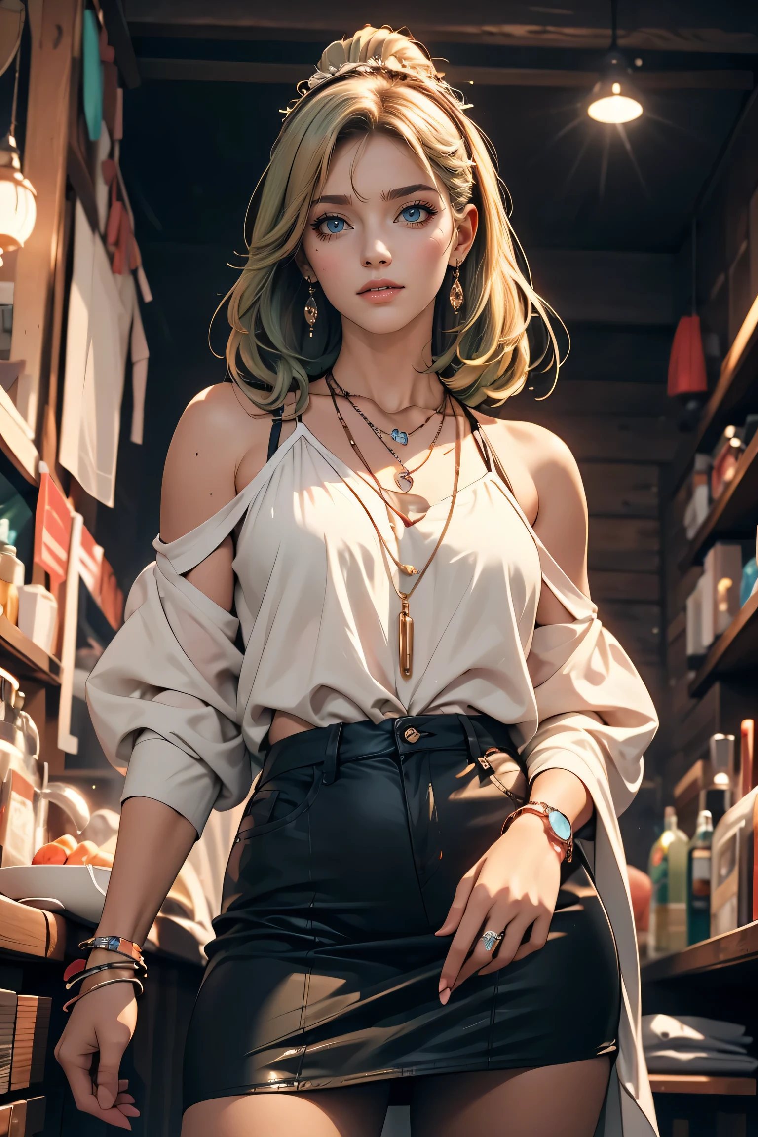 1 girl, 最high quality, masterpiece, High resolution, [purple|Sliver|green] _hair, Black mini skirt, hair accessory, necklace, jewelry, Beautiful Face, I&#39;m looking forward to, Full body image, Realistic, Outdoor, Modern Square, Two-tone lighting, (Skin with attention to detail: 1.2), 8K Ultra HD, Digital SLR, Soft Light, high quality, Volumetric Light, Frank, photograph, High resolution, 4K, 8k, Background Blur