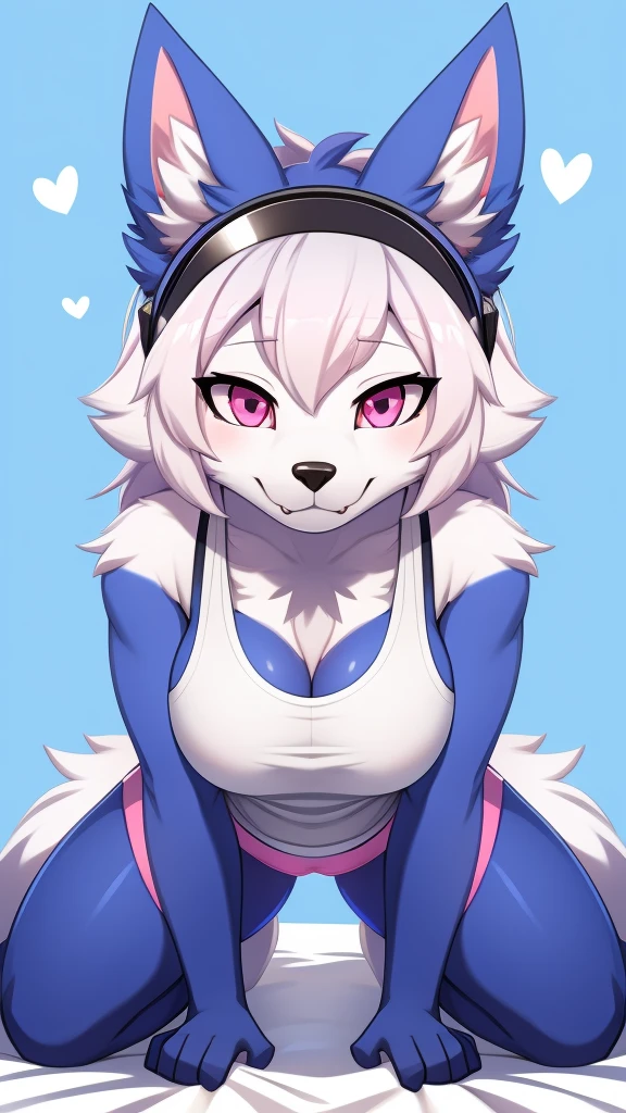 ((best quality)), ((masterpiece)), (detailed), perfect face, female, (snow leopard), solo, 1girl, fluffy, furry, fuzzy, voluptuous, chubby, purple eyes, silver hair,