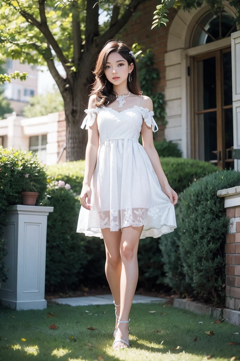 Beautiful Female ,dress ,yard
