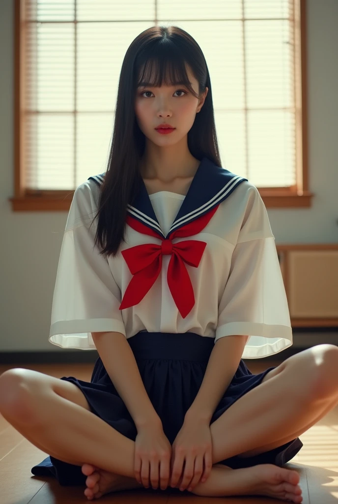 Surreal、8k、high resolution、age Girls、One woman、Wearing a uniform、Crouching、I can see your pants、Functional、Wearing a skirt、They are looking at this shyly.、Panty shot