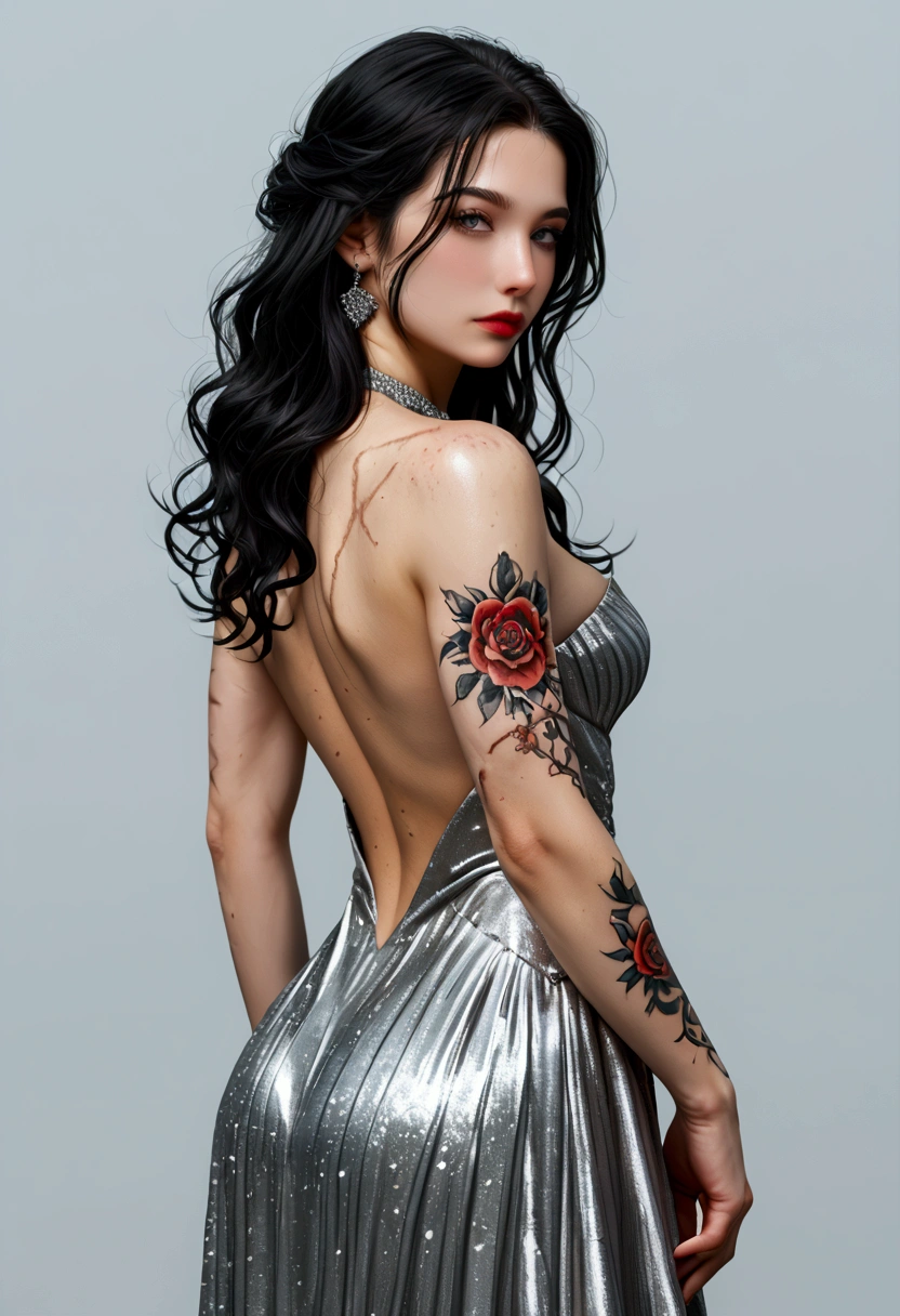 (masterpiece, highest quality, 8K, sharp focus, Depth of the bounds written, best shadow, perfect light, HDR, realistic skin texture, ultra-be familiar with background, be familiar with), anime style, two women kissing (one of them has green eyes, white skin, black hair ponytail, choker, small breasts, slim, compensate, eyeliner, Sparkling), (The other woman has blonde hair.), at the nightclub, cyberpunk theme, cyberpunk city.