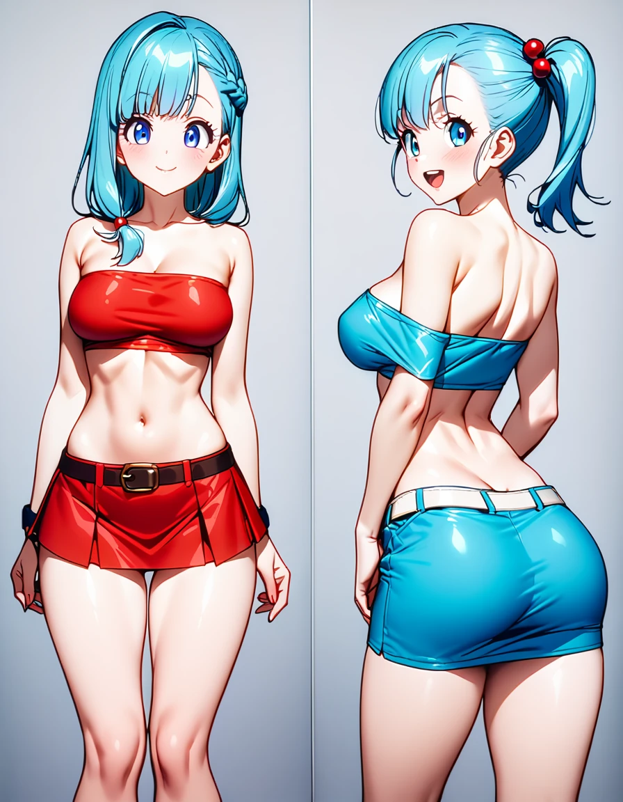 There is a woman with blue hair,Wearing white sports bras, Anime girl in real life, ahegao face, white hime cut hairstyle, Anime girl cosplay, live2d virtual youtuber model, Anime cosplay, Realistic anime 3 D style, Realistic anime, inspired by Leng Mei, ahegao, 3 d anime realistic, hyper realistic anime, anime-inspired,Petite and delicate breasts,Slim body,Vest line,