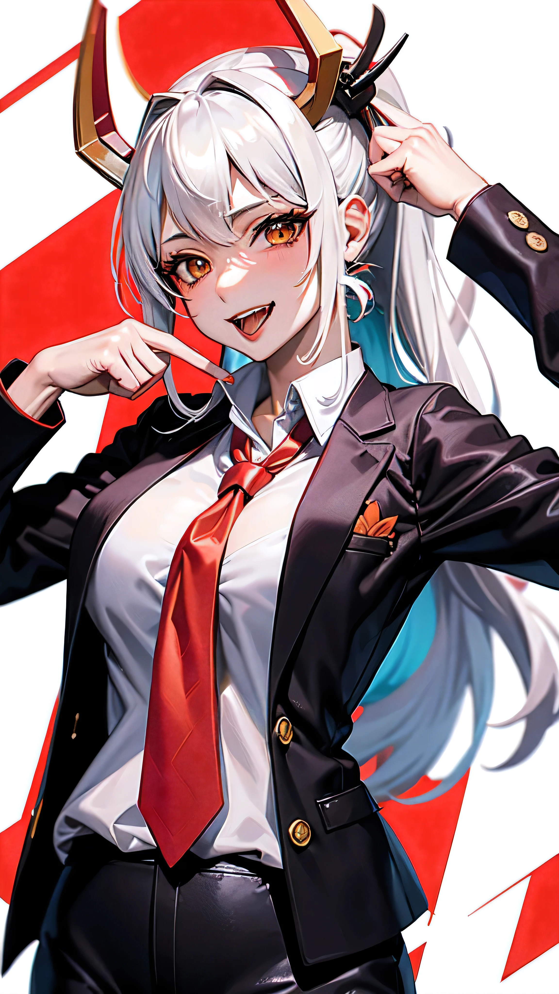 Yamato, black jacket, red necktie, white shirt, sexy 