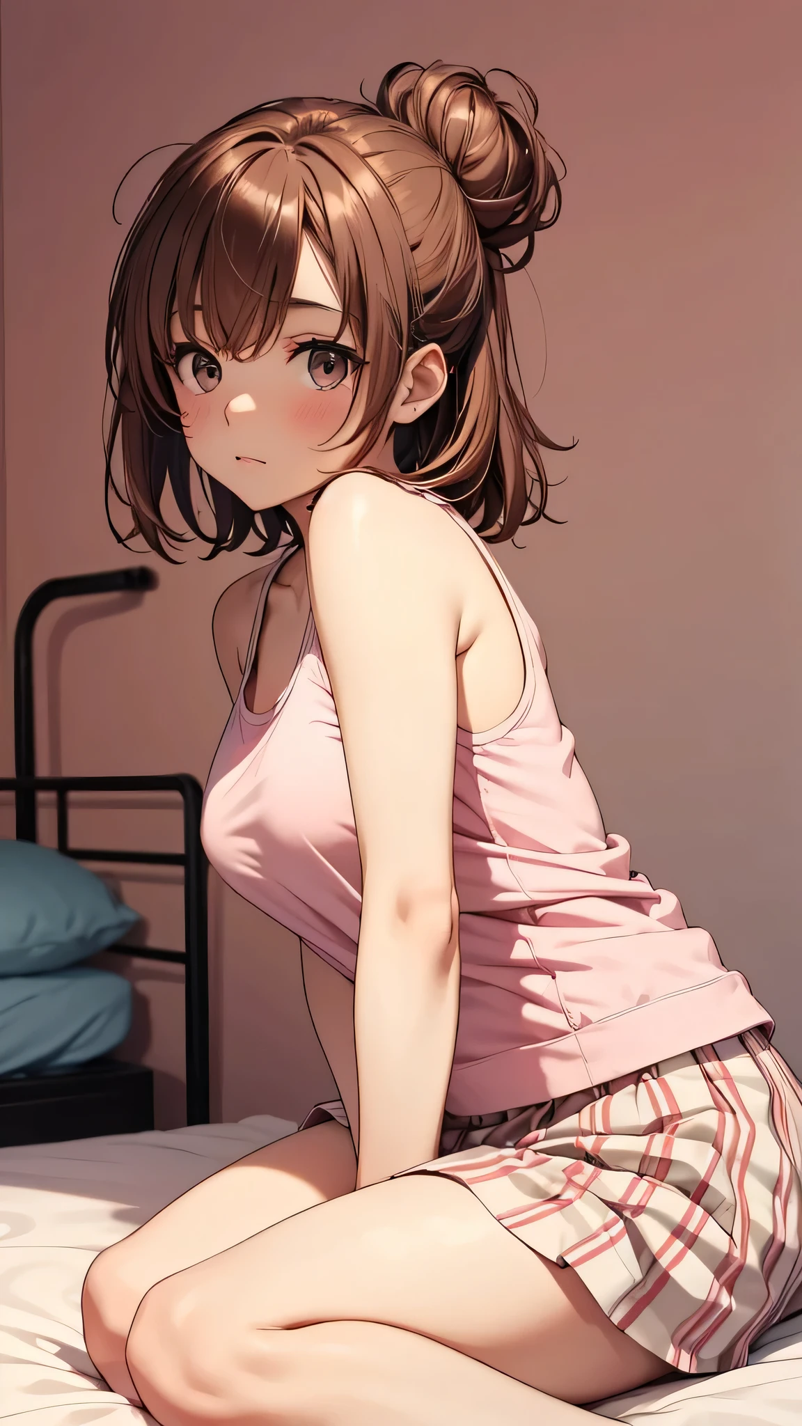 (((missionary position vaginal sex))),(((having vaginal sex))), (((two girls))),delicate and cute girls with brown hair,((tennis wear)),(((tennis uniform))),(((tennis dress))),(tennis players)))、16years、Super8K Ultra High Definition、Delicate texture、 Medium Hair、flat chest、(((pleated mini skirt)))、(((Wear a tennis uniform)))、,Plain clothes,spreading her legs,exposed panties,nsfw,middle breast,in hotel,(((lying down on the bed,spreading legs open wide with knees bent,creating the shape of the letter M))),(((detailed race pink panties))),Wearing pink panties、),penis,penis insert(((pink taste tennis uniform))),showing armpit
