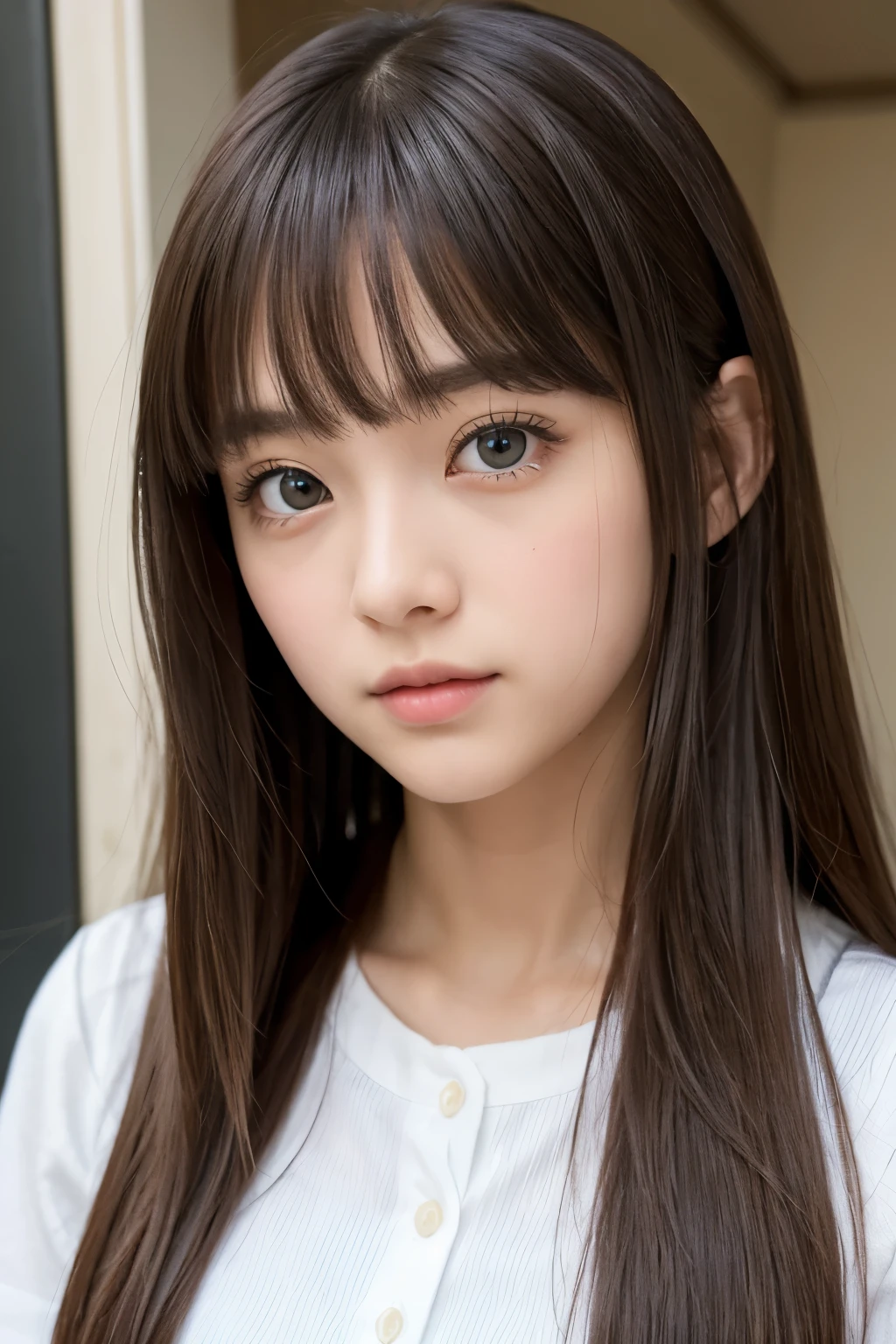 Best Quality,masterpiece,Very detailed、High resolution, Very detailed, Best Qualityのポートレート写真,Teen,Age 15,High school girl,Idol,beautiful girl, Long Hair, straight, With bangs, black髪,cute, cute, cute日本人女性、Very delicate and beautiful face, Big Eyes, Wide eyes, Looking at this, one&#39;s home, indoor,Friend&#39;s house, Simple wall background,Fair-skinned girl, kind,Junior high school students,Winter clothes,Long sleeve, Loungewear, black,black, check,cute恋人, Nipples, 18 years old,Adorable , 美しいJunior high school students, Big Eyes, 美しいHigh school girl, Selfie, Personal photo shoot,Selfieの角度,Women&#39;s Room,Idol, はにかむHigh school girl（Hmmmm）,She smiles happily at me, Natural Hair, Floral, heart