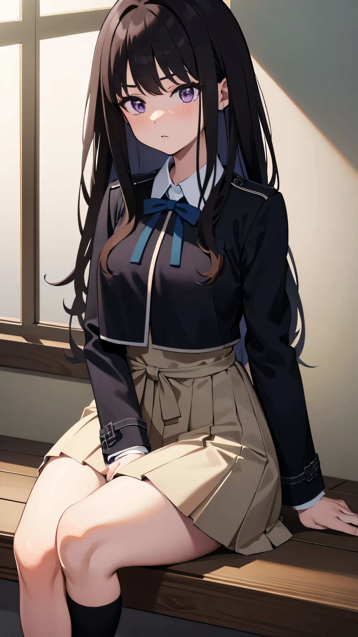 Very detailed、(8k, RAW Photos, highest quality, masterpiece:1.2), (Very detailed 8k wallpaper),shape、Professional Lighting,Sharp focus, Written boundary depth、
Browsing Caution、Clear Eyes、Perfect Anatomy、With a girl、12 years old、confusion, blazer, School,, Short skirt,Face close-up,hair ornaments、imminent kiss,Plump thighs、