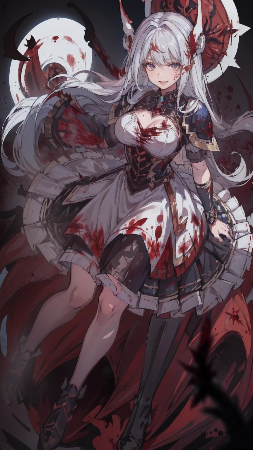 常に詳細なface, Perfect lighting, Very detailedなCG, (完璧なhand, Perfect Anatomy),Very detailed,　Dark Gothic Makeup、暗い笑face、Restless Palace、Dark Gothic、Maid clothes、Bell Sleeves、Wizard Sleeve、Gothic Fashion、Twin tail hair、プラチナblondeヘア、Jet black frill skirt、Shadow、Knee-high socks、Thigh-high socks、lace trim bra, lace trim panties, Boxing stance　死んだ腐ったBloodに飢えた邪悪なzombie, Girl Venom, 黒い共to be bornto be born物が付着している, Bloodまみれの, Evil look, Psychopathic, Torn clothes, Torn Costume, sexy, reveal, Combat Stance, Very detailed, Vibrant appearance, Creative Action, Very detailed, Imaginative, Sensual, Voluntary, all breasts, sexy, reveal, Highest quality, skinの質感, Intricate details, (Highest quality, masterpiece, 超High resolution), (8k wallpaper, High resolution, High resolution, to be born), (credibility: 1.4), (whole bodyショット), One Girl, ((Anime Girls)),,(Bloodしぶき:1.6), ((Fantasy Witch Costume)), ((Flowing white hair)), ,(Bloodしぶき:1.6),Female curves, Large Breasts, Thick thighs, sexyな平らなお腹, 完璧なhand, 完璧なアニメのface, ((dark lolita dress)), Are standing, ((邪悪な笑face)), ,(Bloodしぶき:1.6),Victorian cities, gaslight, Steam circulates, Moonlight Illumination, night間照明, A sky filled with stars and galaxies,(Bloodしぶき:1.6),アニメzombie魔女デザイン, ねじれた笑face、Bloodまみれの、頭からの出Blood、Bloodしぶき、,(Bloodしぶき:1.6),Crossbones, skull, Streetwear Design, protector, Horror Style, Full Design, Huge breasts, Very detailed, Realistic, Dark fantasy, Gloomy atmosphere, Intricate details, Crazy Smile, 狂ったeye, A cute and stylish hair band,(masterpiece:1.2, Highest quality), Scary atmosphere、Distorted facial expressions、Horror Art、Bloodの雨、Bloodを流す、Bloodしぶき,(Bloodしぶき:1.6),悪魔のeye、greenいeye、scar、火scar、whole body、Torn hair of a woman dressed in slave clothing、（Long Hair）、（eyeにかかる長さの前髪）、Black Hair、（（（eyeの下のクマ）））、green白いskin、Feeling unwell、Pathological、邪悪な笑face、狂ったeye、（Grin）Dramatic makeup，Create mixed media art、,Horror 1 Girl, Open_mouth, , green_eye, Blood, Tilt_red_skin, Injury, Blood_In addition_face, Bandaged_arm, Blood_In addition_zombie, Blood_In addition_hand　, Open your eyelids wide, The trend is all, mouthを大きくOpen, mouthを開けてteethをむき出しにする,獣のような鋭いteeth, Wide lips, 非常に広いmouth, Vermilion cheeks, blonde, ,(Bloodしぶき:1.6),Princess Cut, Ribbon hair ornament, brooch, Otaku Room, Well-built body, Nice body, Ample breasts, Thick body,eyeを大きく開いて、Scary atmosphere、Distorted facial expressions、ねじれた笑face、Bloodまみれの、頭からの出Blood、Bloodしぶき、whole body、,(Bloodしぶき:1.6),Long Hair、Long bangs、Well-built,Broad shoulders,I focus,(face),Messy Hair,いeye,(光るeye),green信号,笑face,big 笑face,teeth,psycho 笑face,gesugao,Dark city background,darkness,night,(close),良いeye, 良いteeth,サディスティックな笑face,,all,光沢のあるskin,詳細なface,Beautiful body,　mouthからの白い息　Luxurious lace long gloves