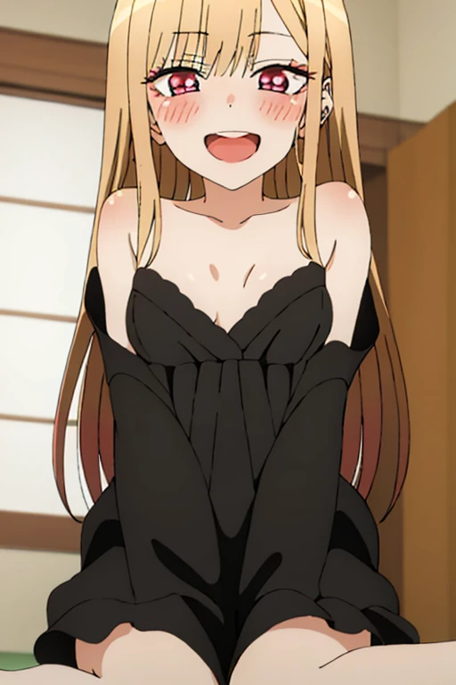 ((Best Quality)), ((masterpiece)), (be familiar with), Perfect Face, indoor, bedroom, Watching the audience,
One woman, Kitagawa Marin,
Open Mouth, Ecstatic expression, blush, smile,
Small breasts, Flat Chest, , , , Girl,
Long Hair, Long Hair,
Leg spread,