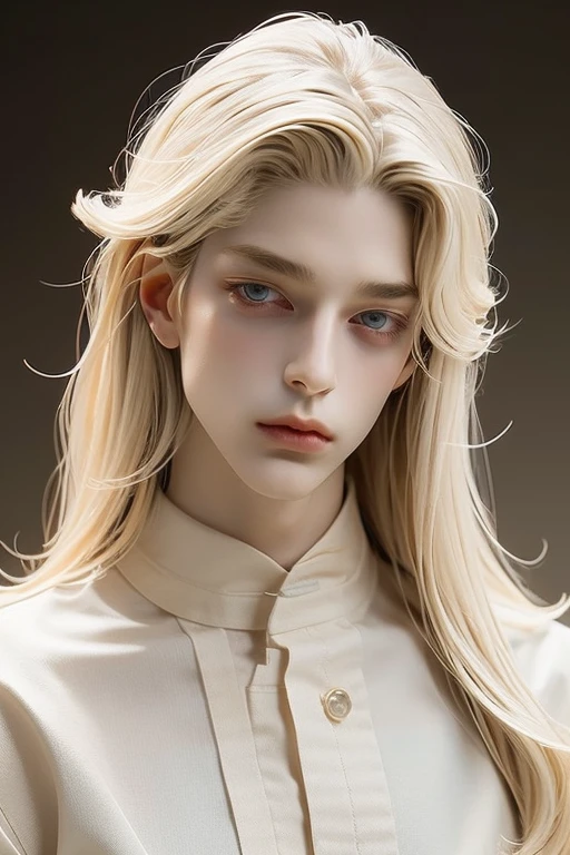 A pretty handsome,
delicate,
Skinny Male, 
Very long light blonde hair, 
Blue eyes, 
Slender and thin body, 
Delicate and soft facial features
Soft_light, 
Various Poses.
Watercolor Style