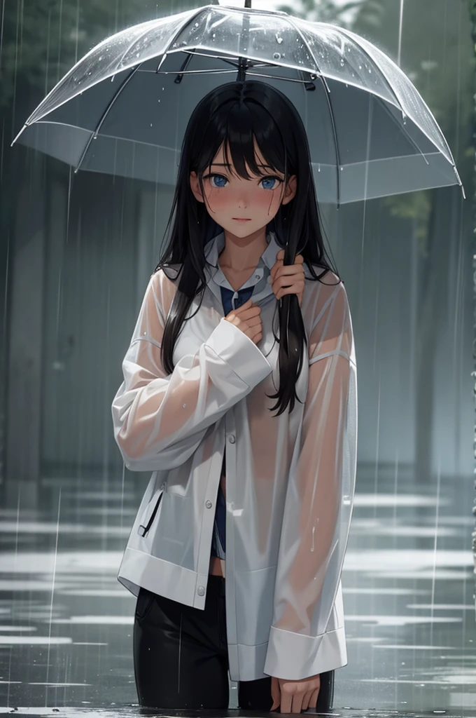 girl getting wet in the rain