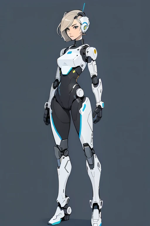 Drawing sketch, simple sketch, simple lines, full body female robot ...