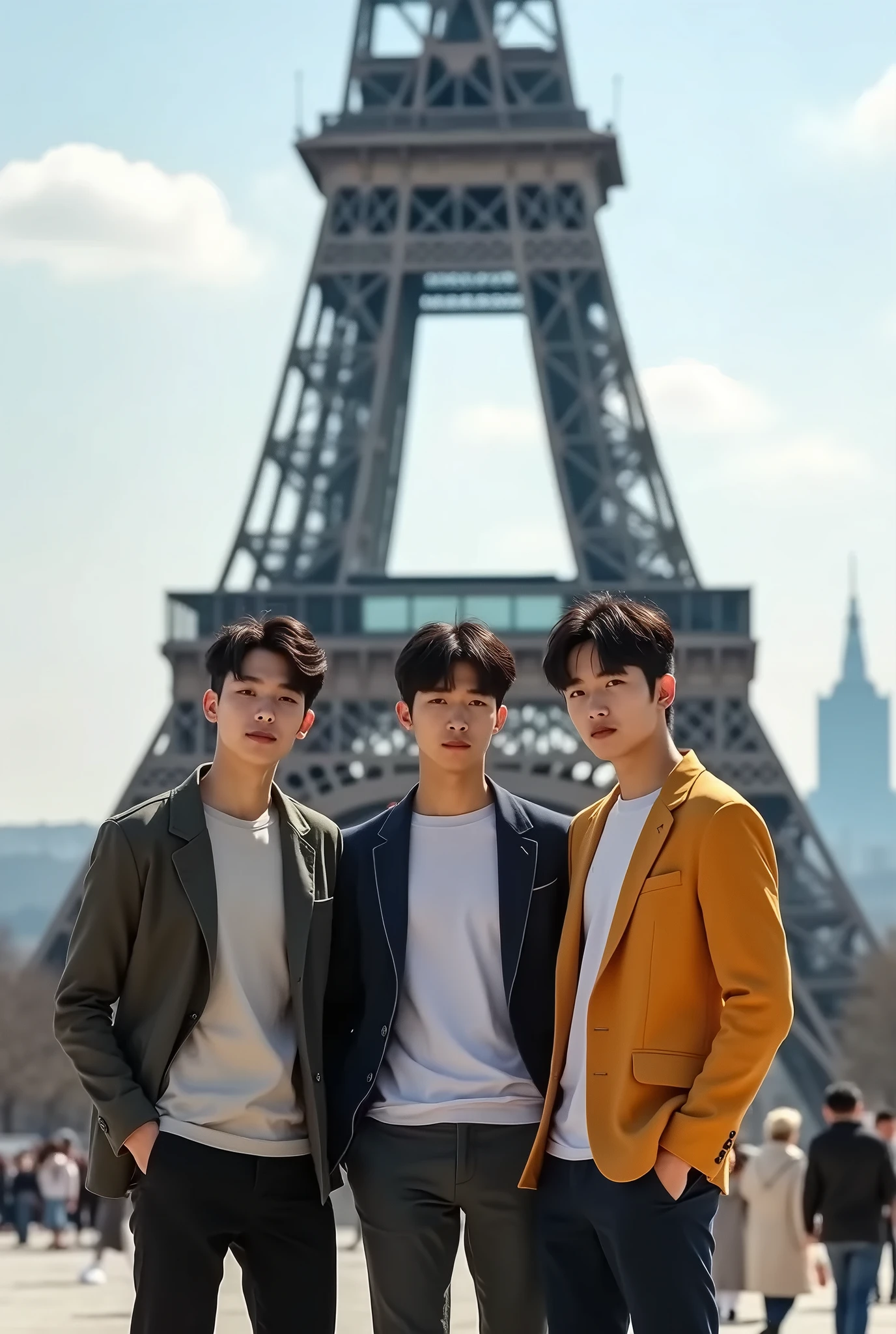 jungkook and Kim Tae-Hyung at the Eiffel tower