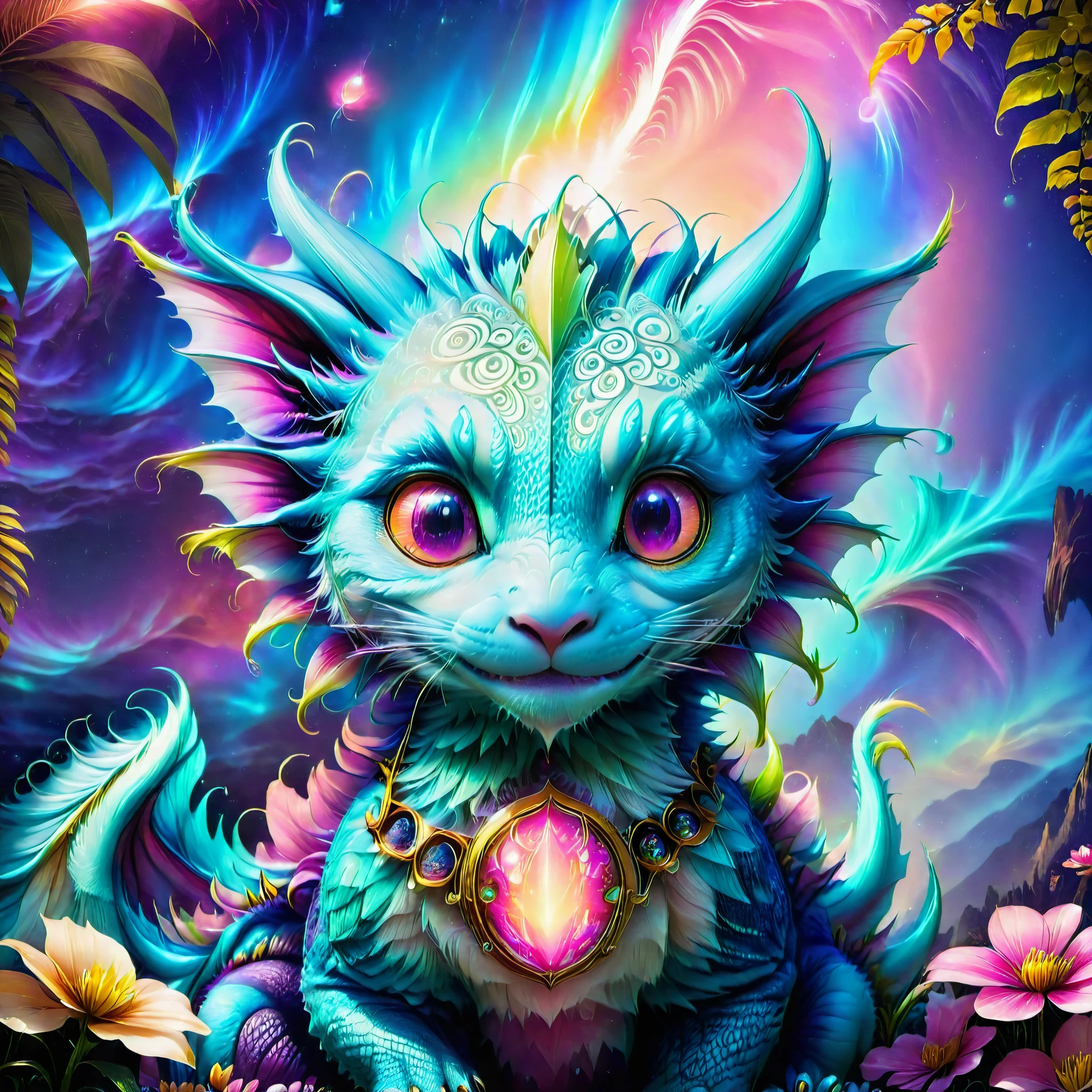 absurdres, highres, ultra detailed, HDR, master piece, best quality, small light-blue dragon, expressive purple eyes, fantasy magical background, sparkling, shining, moon, garden