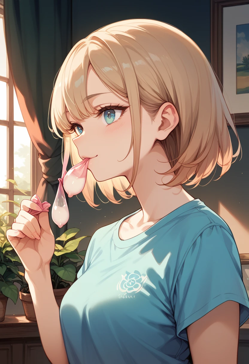 Browsing Caution,(Petite),((Cute man's daughter))only),((Groin bulge)),seiza,Blonde woman with low pigtails,lips,Sweat,White Breath,hoodie,The gaze of the viewer,A begging expression,Showing off erect penis,Blowjob