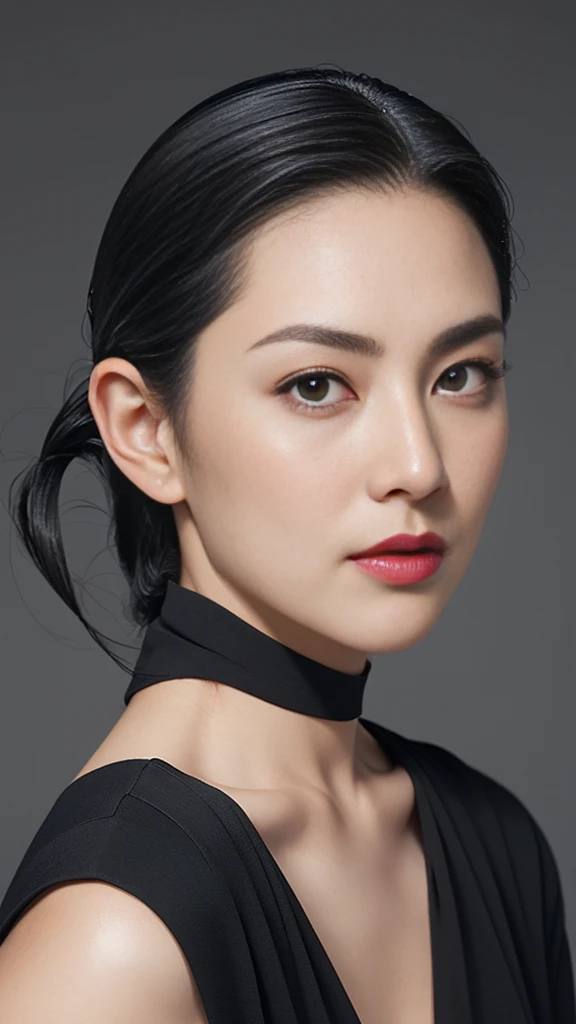 woman、Criminal、Age 35、((((Black medium length hair slicked back)))),セクシーなsuit、Slanted Eyes、Large Breasts、Beauty、High image quality、masterpiece、If you look at this、Alone、Anatomically correct、High resolution, Ultra high definition, Textured Skin, suit、Front shot、Looking at the camera、まっすぐに立ってIf you look at this、