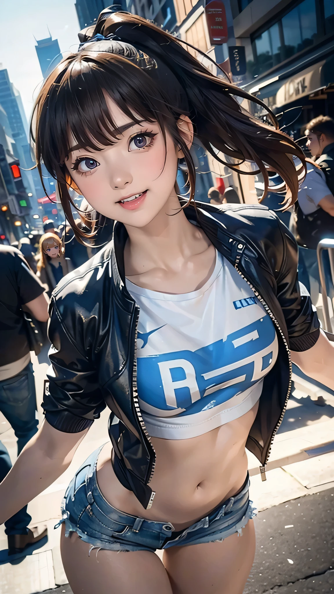 one-girl,Kneeling on the playground after school,((with whole body visible)),far from viewer。
She is a beauty,prette,adolable,adolable,年轻,Teenage uncensored。
She's slim,slim,petite,being thin,(Bigchest),(Mid-chest),(Medium breast)。
She was sweating,Wet pubic hair,drenched all over the body。clothes see-through,Sweat on the skin,Wet hair,fullnude。
She grinned,Laughing。She looks natural,unwind,Plain。
Scheming face。Grimacing。(Stick out her tongue),Tell a secret,Hide a secret,is shy,exhilarated。
She stared at the audience。
She wears a black ponytail。
she wears a school uniform,A rolled up white shirt with a blue collar,Under the shirt is a colored corduroy sports bra,blue short pants,Wear two layers。
Shirtlift, .((((She lifted her shirt,Reveal the sports bra underneath)))。
The camera focuses on her face,light shining on face,Very large aperture,((f/1.2)),with a shallow depth of field,The background lens is blurry strongly,ISO 3000,automatic white balance,
extremely detaile,profesional lighting,the soft light,RAW photogr,Uniqlo fashion model,
best qualtiy, tmasterpiece, Award-winning photography, hugefilesize, 8k, A high resolution,
Shot on a Sony DSLR。