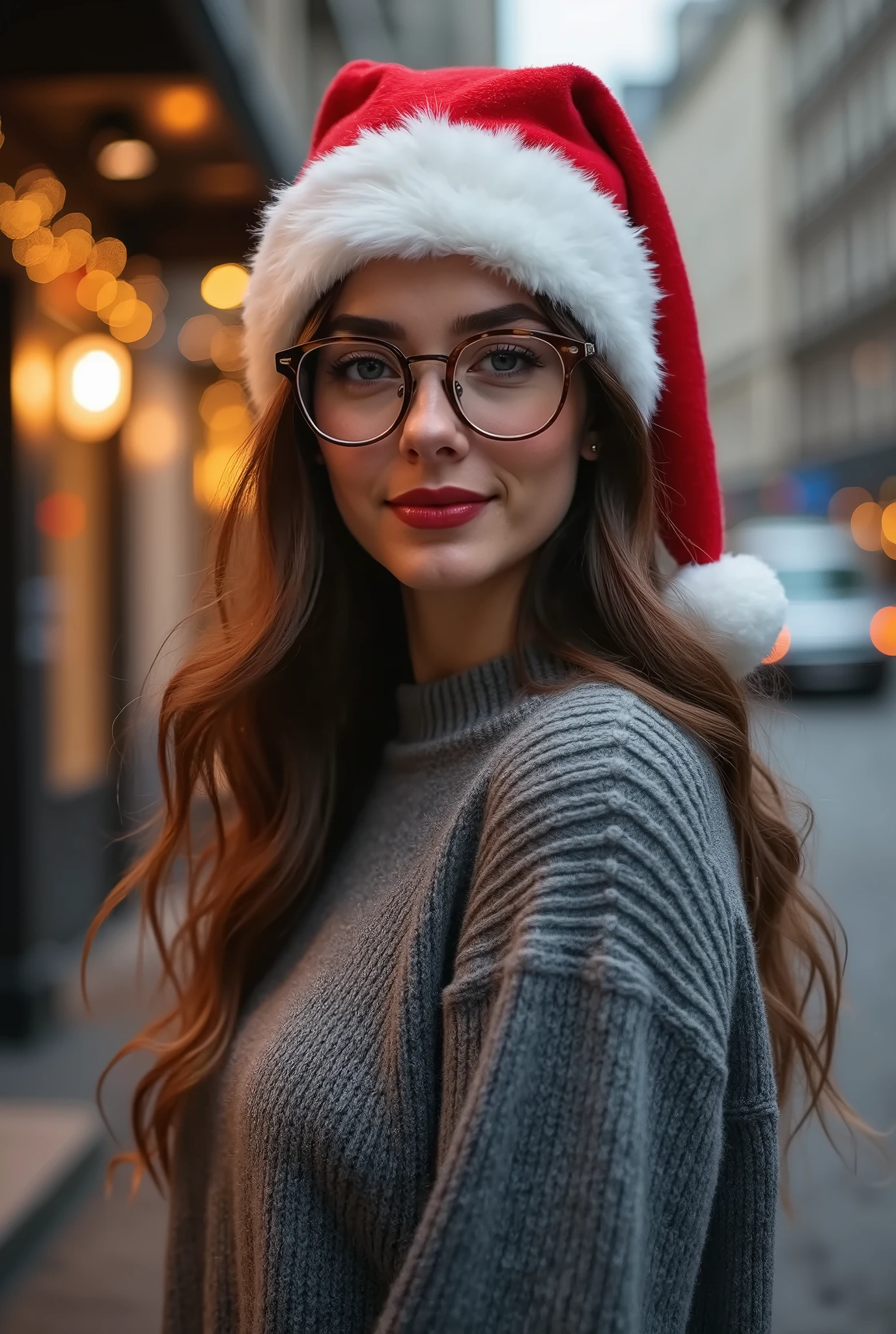 cinematic photo (art by Mathias Goeritz:1.2) , nsfw, 18+, photograph, A beautiful asian girl, Anne Hathaway look like, ((upper body, naked breasts, nice nipples)), 27yo, nude, eyeglasses, wind tousling hair, Rich dark red long straight hair, Winter, tilt shift, Romance, specular lighting, film grain, Leica m6, F/1.8, (cinematic still:1.2), freckles . 35mm photograph, film, bokeh, professional, 4k, highly detailed