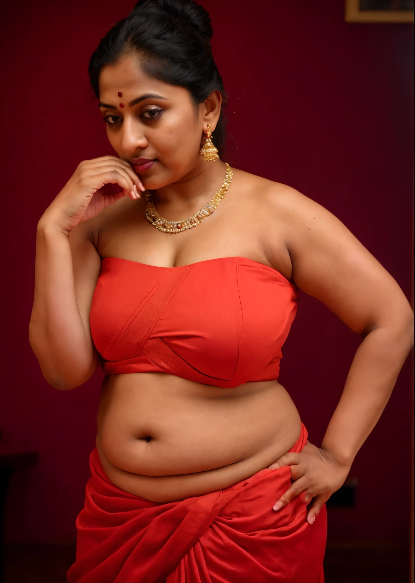 Foto RAW, photorealistic, true milf, mature wrinkles skin, tanlines,photography, full body shot,70 years old Woman,nadhiya moidu,hot nadhiya mommy, master shot, perfect eyes,goddess like beauty, nadhiya momma, nadhiya amma,pierced eyes, perfect thick chubby mallu Desi aunty bhabhi, Wearing a Stanapatta, a chest-band.Saree model, model Photography, Indian saree shoot,Indian traditional wear advertising photography, traditional wear brand shoot, face of indian chubby milf actress Nadhiya or Nadia Moidu or Nadiya moidu, masterpiece,realistic,realism, incredible details,pleasure,photorealism, detailed skin, skin pores, high contrast, photorealistic Artstation 8k HD digital art trend of high definition and detailed realistic skin texture, ultra detail, realistic skin texture, armature,best quality,ultra high definition, (photorealistic:1.4),high resolution,detail, raw photo, sweat, Re sharp, by Lee Jefferies Nikon D850 Film Stock Photo 4 Kodak Portra 400 Camera F1.6 Lens Rich Color Ultra Real Realistic Realistic Textures Dramatic Lighting Unreal Engine Trending at Art Station Cinestill 800,(pele altamente detalhada: 1.2), 8k UHD, DSLR,soft-lighting,alta qualidade,grain of film,Fujifilm XT3,she didn't like to wear blouse or bra, she is happy to wear only saree,she hates blouse or bra,detailed hairy armpits,hyper realistic skin, skin pores,sweat,veins on the body,skin texture, freckles 0.2, RAW photo,astounding details, professional fashion photography,photographed by master photographer,insane skin texture details, bulky figure,plus size Indian aunty,chubby Indian housewife,Indian desi Mature widow aunty, queen of seduction,tempting jiggly figure,appealing body language,she wants to alleviate his loneliness,she wants to be a sugarmommy,mature aged beauty, true mature goddess,visible wrinkles and stretchmarks as she aged, few tanlines in her face, She is the mother of six sons,erotic fantasy, kaamwali aunty, alluring figure, stretchmarks visible on her belly, thick thighs