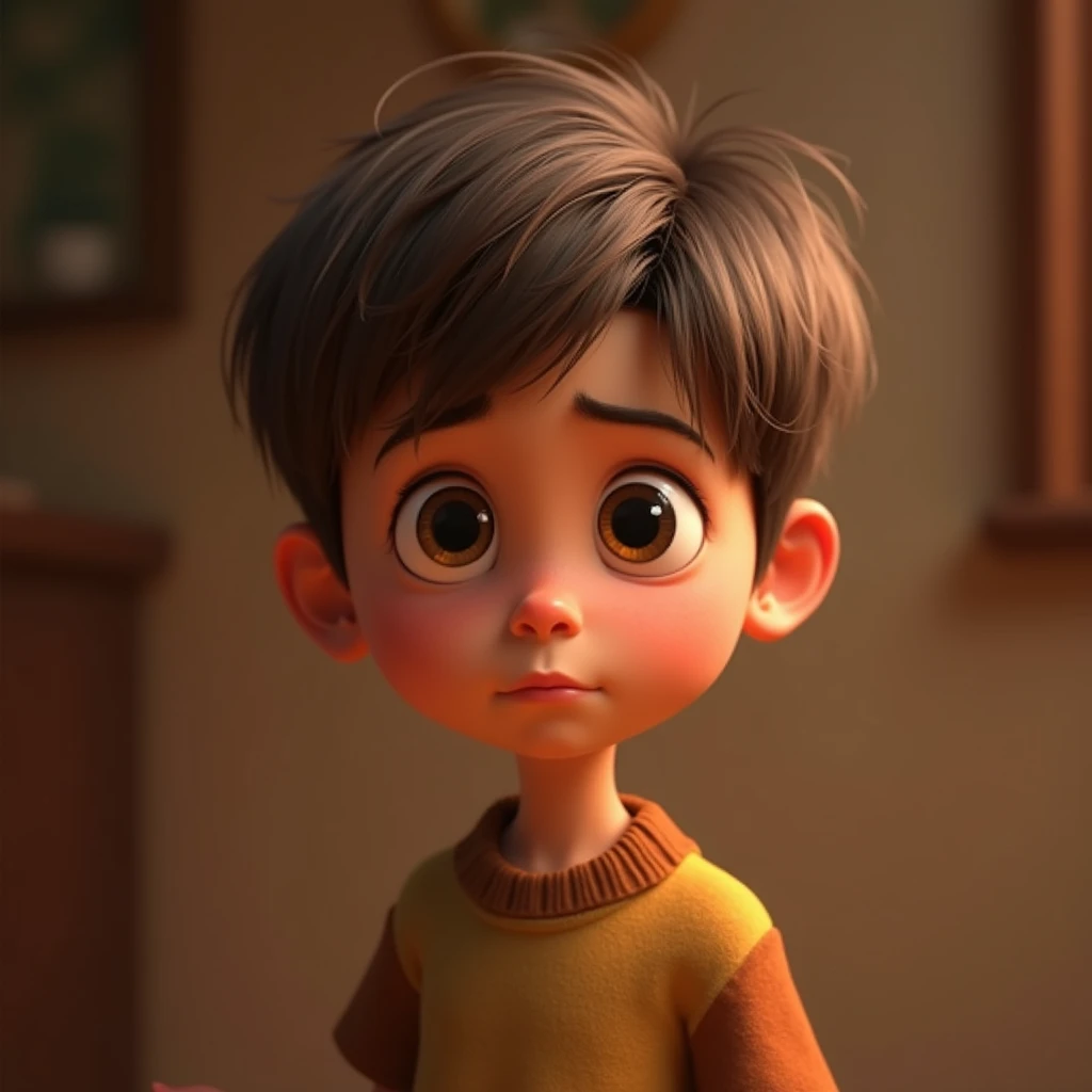 A boy looking like a shy 