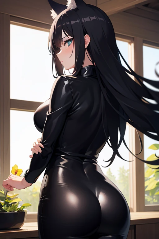Unparalleled beauty, Shiny and firm skin, Beautiful and nice girl,kindly smile,extra long hair,High ponytail,leggings,short pants