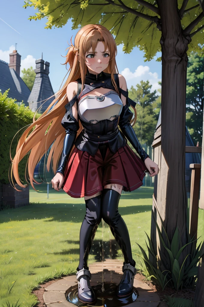 1 girl、High resolution、masterpiece、(Arena - DQ4、DQ4-Arena、Orange Hair)、smile、Squat with your legs apart、Leaning forward、Big uscular、Thick thighs、、Outdoor、grassland、Grass grows、Navy blue hat、Cape、Yellow Mini Dress、boots、(((細かい装飾が施された性的なBlack panties)))、shot of her from below、Black panties、Black bra、Too big breasts、Too big butt、Sit on the face of a lying man