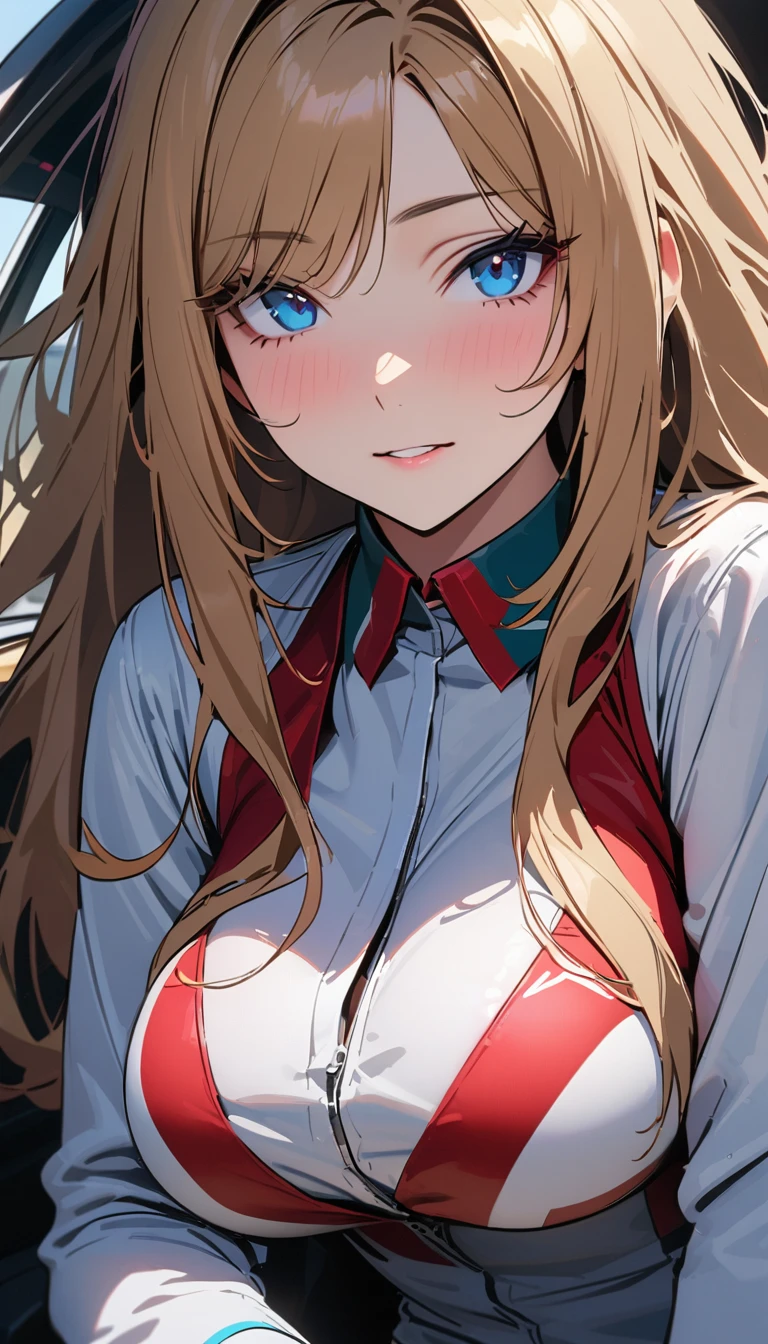 a sun ayuuki, a sun a yuuki, long hair, brown hair, (brown eyes:1.8), big breasts,mouth_all,(white shirt:1.2) ,looking at the viewer,slim waist,red bra ,red string underwear,break (masterpiece:1.2), highest quality, High resolution, unity 8k wallpaper, (figure:0.8), (beautiful and fine eyes:1.6), highly detailed face, perfect lighting, Very detailed CG, (perfect hands, perfect anatomy),