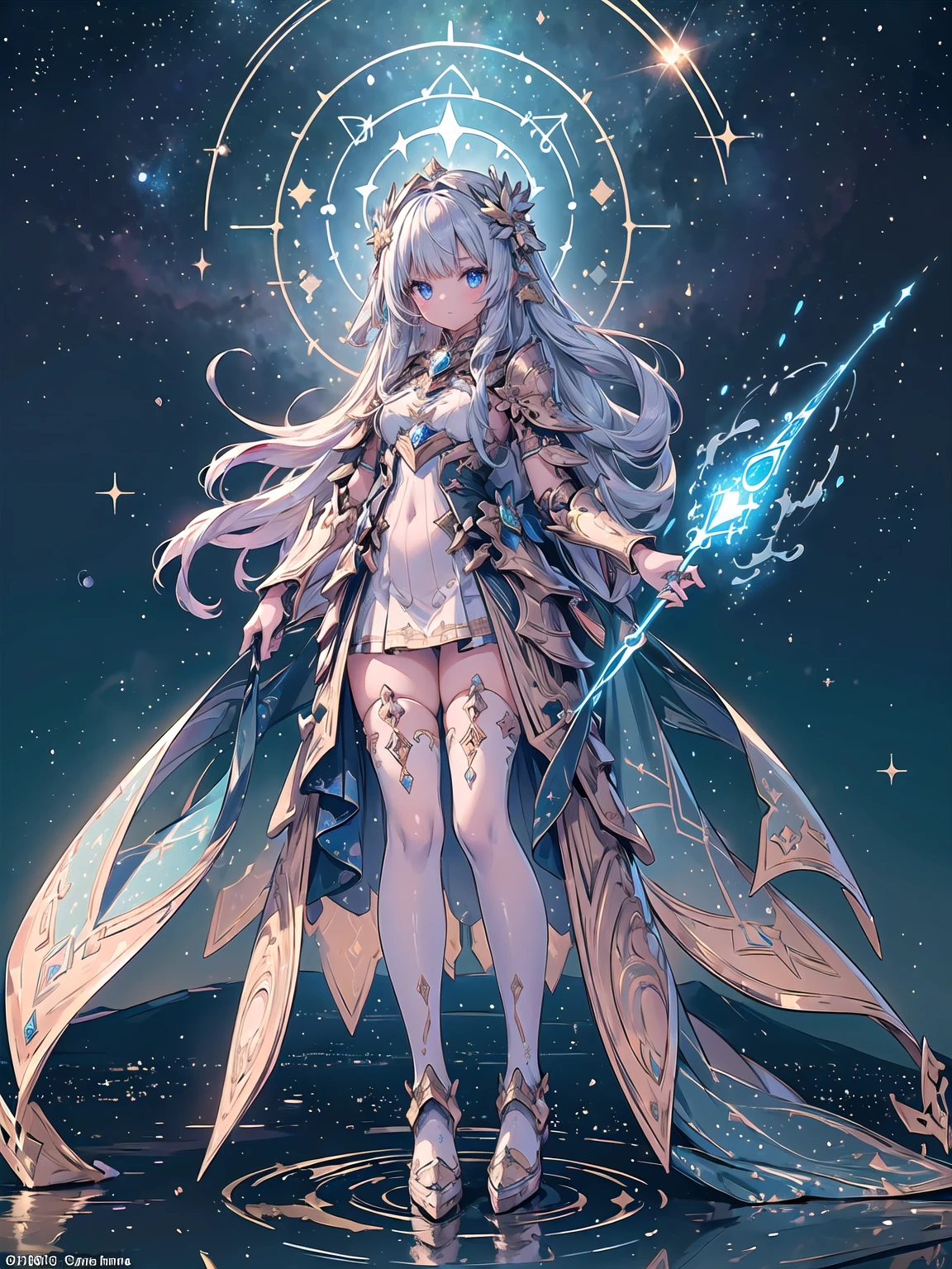 A woman with white hair and a deer's head stands in front of a dark background, Digital art on pixiv, Beautiful anime artwork, Popular topics on artstation pixiv, ((beautiful fantasy queen)), Beautiful anime art, Beautiful celestial mage, Anime Fantasy Illustration, guweiz on pixiv artstation, Beautiful full body concept art, Ethereal animation, ethereal essence