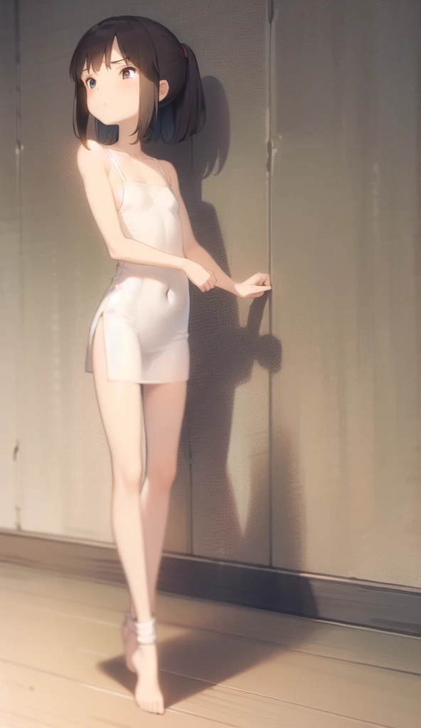 masterpiece, best quality,anime style, 1 girl,(((slender body))), (((small breast))),(((tennis uniform))), ((((restrained, arms behind back)))),((((cum)))), (beautiful face), (((medium hair))), (((messy hair))), ((((brown hair)))),detailed beautiful skin, (perfect hands, perfect anatomy)