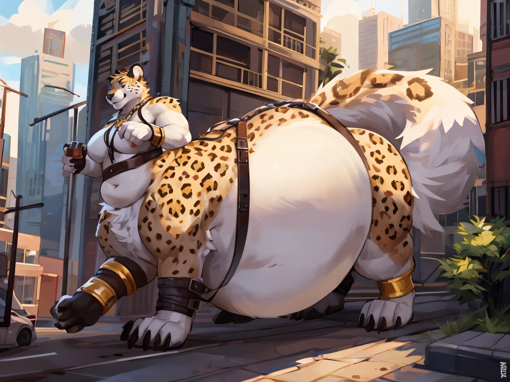 uploaded to e621.net, masterpiece, 8k, hyena, male, gray hair, soft figure, heavy, chubby, muscular, barbarian outfit, laughing, brown leather outfit, beige fur, spots, bare paws, wooden throne, seated, (huge penis:1.2), (thick penis:1.6), (huge testicles:1.3), (thick foreskin:1.2), (flaccid:1.4), primitive keep, stone room, treasures, (giant:1.7), (macro:1.4), (crowded:1.3), (figures in background:1.5), (muscular guards:1.2), longhouse, by darkgem, by bng, by duase, by gideon,