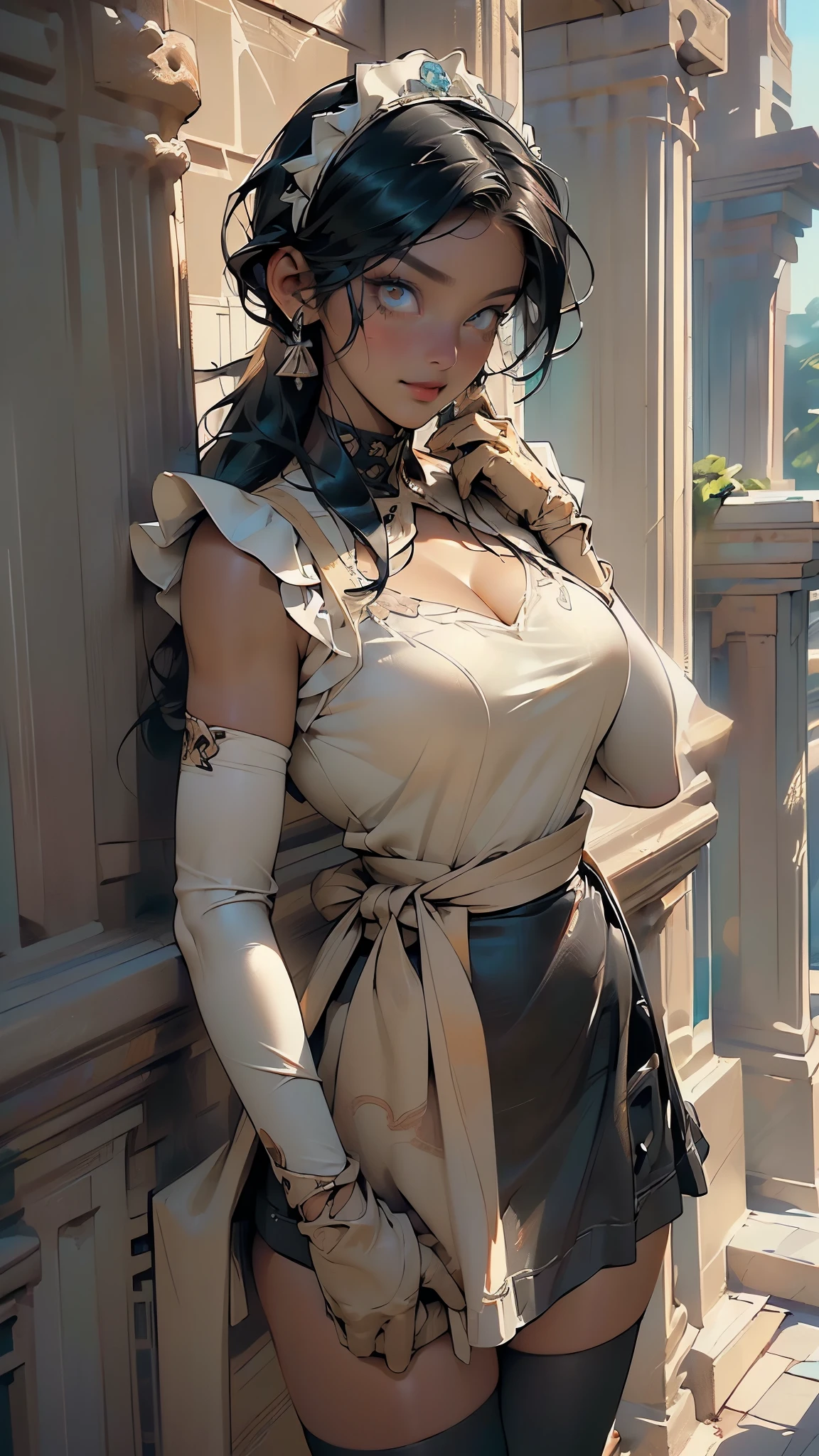 (masterpiece:1.3), (photorealistic:1.37), cinematic lighting, best quality, highres, super detail, (A fashion model, 22-years-old), (light dark makeup [[pink lipstick]], eyeliner:1.32), ((view the viewer)), (big full breasts:1.32), (narrow waist:1.22), medium (ass), beautiful cheekbones, (slim belly: 1.22), (very slim, well-muscled body:1.22), ((Ultra-detailed face)), ((Ultra-detailed eyes)), The attention to detail, Double eyelids, Wear an off-the-shoulder top, full bodyesbian, ((light Black medium hair ((slicked to the two side)), extremely detailed)), ( ((Brown eyes)) ), 16K, UHD, Extremely detailed, voluminetric lighting, small waist, slender, ((big open cut: 1.25)), ((very intricate design of epic bodysuits:1.25)), ((highest quality materials, amazing cut, excellent workmanship)), (rich including decorative embroidery:1.33), (white epic lace:1.33), ((silken skirt, (tinyskirt:1.24), no_panties, curvy)), (((short skirt, that wraps around the hips))), ((dynamic pose)), walking, running
