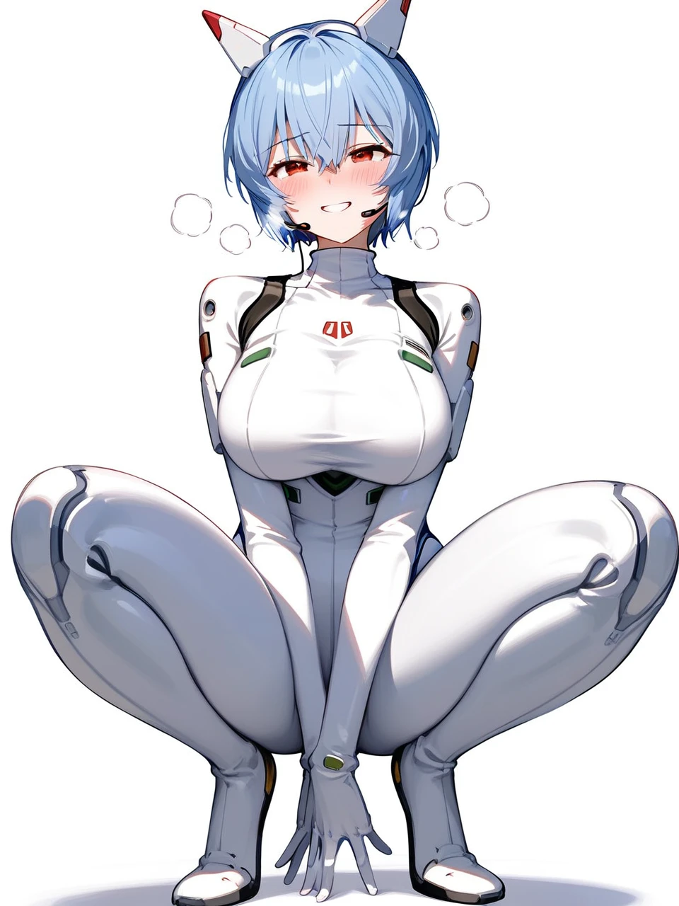 One person, orgasm, futanari, fellatio,  One Girl,(Bukkake), Ayanami Rei, alone, massive female , (Ahegao:1.4), Red eyes, Plug Suit, short hair, Blue Hair, chest, Bodysuits, White Background, white Bodysuits, Simple Background, Interface Headset, bangs, Mouth closed, Hair between the eyes, 大きなchest, medium quality, slow, (nsfw:1)