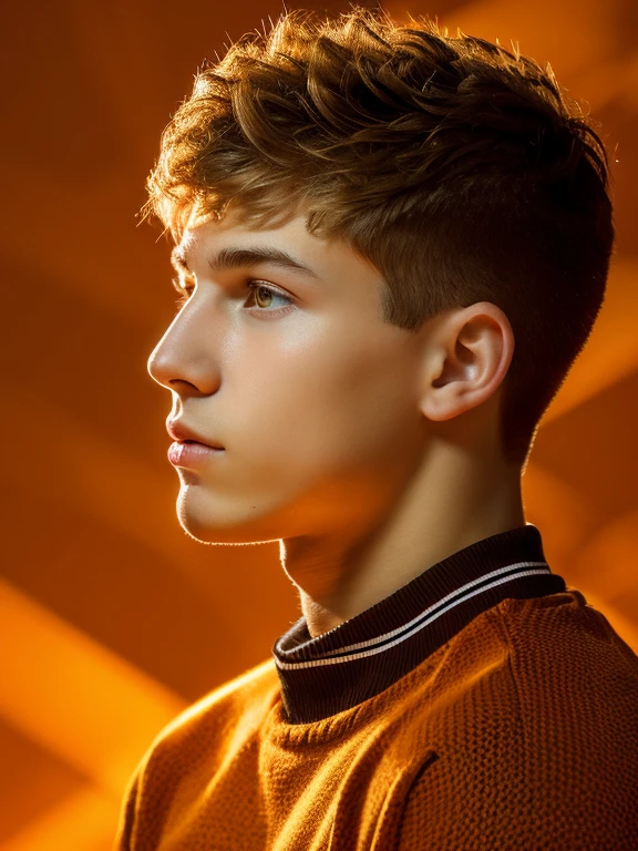 
highest quality, masterpiece, Ultra high resolution, Realistic, original photo, wallpaper, Photo portrait . light skin, abstract orange background, in detail, 1 Russian boy, 18 years old, school heartthrob , good looking, wind in the face , and I&#39;m talking, saw Alla Pugacheva , but I haven&#39;t met Gorbachev !