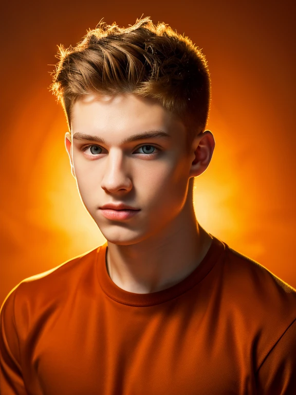 
highest quality, masterpiece, Ultra high resolution, Realistic, original photo, wallpaper, Photo portrait . light skin, abstract orange background, in detail, 1 Russian boy, 18 years old, school heartthrob , good looking, wind in the face , and I&#39;m talking, saw Alla Pugacheva , but I haven&#39;t met Gorbachev !