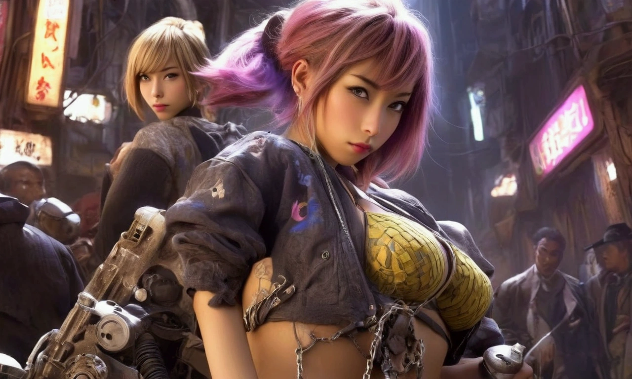 8k, masterpiece, best quality, realistic, higly detailed, cowboy shot, 1girl, solo, Ichika Nakano, young girl, very short hair with a single long strand on the right side, white-pink hair, a single earring, dark blue eyes, average height, well-endowed figure, large , cute, Rogue