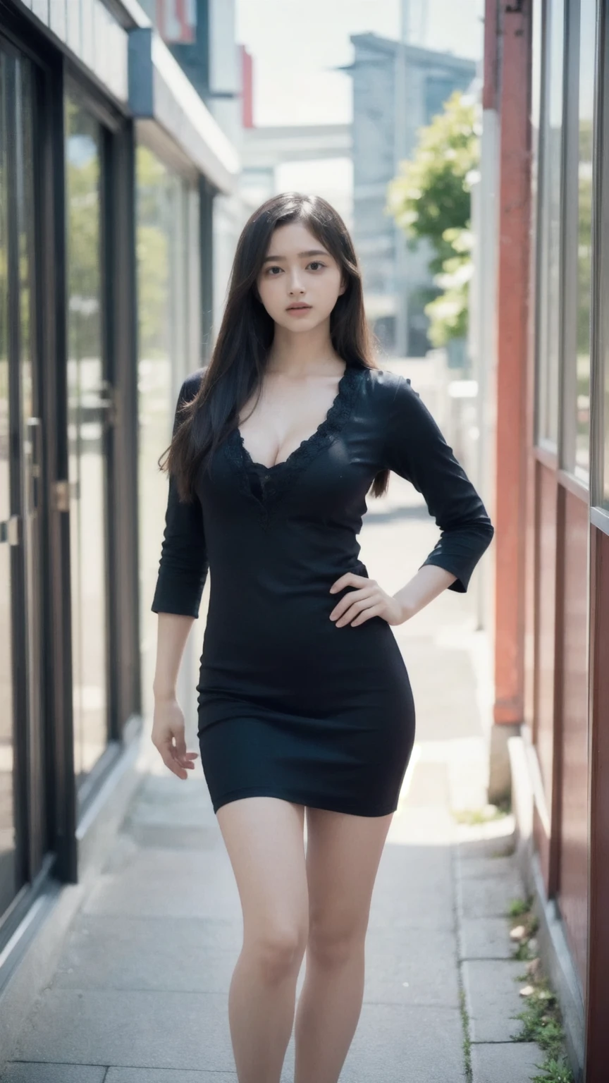ulzzang-6500-v1.1, (RAW photo:1.2), (Photoreal), (genuine:1.4), Teenage VN01,16 years old、Wearing a gorgeous long maxi dress、1girl、(super realistic pantyhose:1.3), realistic skin texture、shiny skin、exposed thighs!!!
