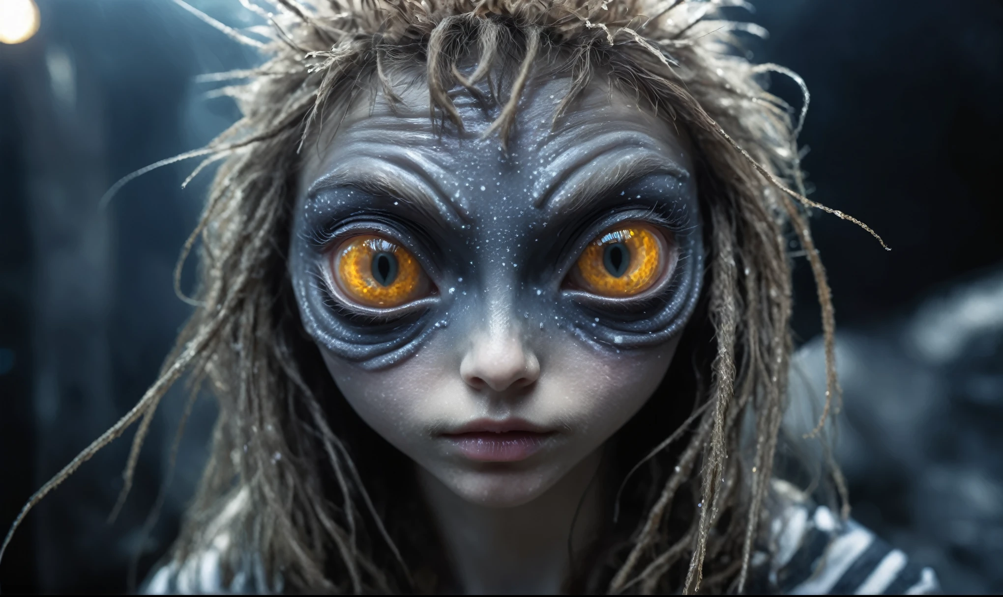 A close up of a person with a weird face and hair - SeaArt AI