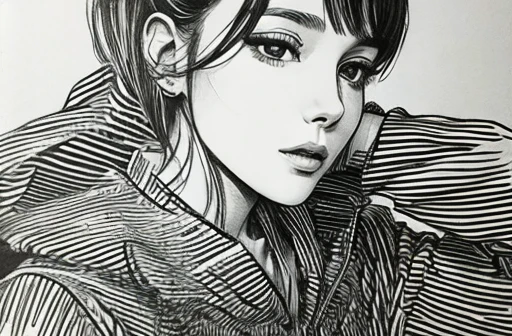 Monochrome, thin lines, hand-drawn style,