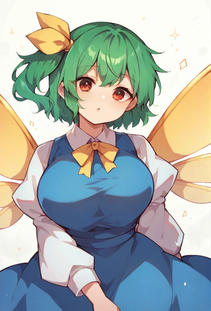 chibi, dry, light, bright smile, fly, play Touhou huge breasts,