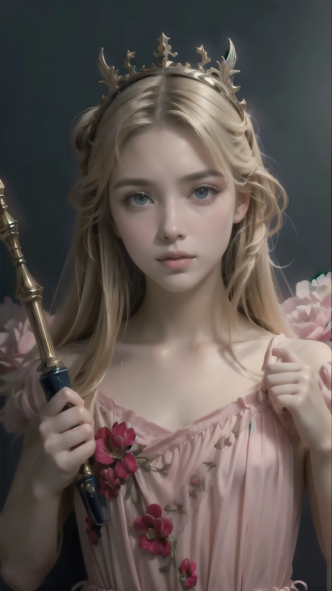 Mulher loira vestida com vestido rosa segurando uma faca e rosto ensanguentado, arte de fantasia de terror, inspirada por Gottfried Helnwein, arte de terror e fantasia, inspirado por Stefan Koidl, arte de terror elegante, ilustração digital deslumbrante, Miguel Hussardo, dark arte de terror e fantasia, arte conceitual ultra-realista, obra de arte no estilo guweiz, Pintura de personagem bonita, bela pintura digital, (Lábios rachados:1.4), (:1.2), foreshortening, cortes pretos, (contato visual), alto contraste, ultra Alta resolução, Alta resolução, detalhado, Rosto limpo,  (rosto sensual:1.5), (Grandes olhos roxos:1.2), (ultra detalhado eyes:1.4), (Olhos de alta resolução:1.1), (ultra detalhado skin texture:1.4), Perséfone, Perséfone, Perséfone, 
(tan, muscular, , petite, child, , toddlers, chibi, sd character:1.1), (Single person:1.5)，(Masterpiece:1.5), (Best quality:1.2), BREAK [Blue:peach red:0.5] theme, (gradient backgrounds :1.1), Cowboy shot, Upper body body，Cinematic light，(Perfect Hand 1.5)， Slender beautiful legs，Flat chest，Playful, (2 0 years old), ( petite, chibi, sd character:1.5), (full body:1.8), (upper body up:0.3), (hyper realistic:1.4), (realistic:1.3), (best quality real texture skin), Detailed eyes, detailed face, PERSEPHONE, (SFW:1.5) Etiqueta negativa, body proportions, (Chapped lips:1.4), (blush de nariz:1.2), foreshortening, black cuts, (eye contact), High contrast, ultra high resolution, high resolution, detailed, rosto limpo, (rosto sensual:1.5), (Grandes olhos roxos:1.2), (olhos ultra detalhados:1.4), (Olhos de alta resolução:1.1), (textura de pele ultra detalhada:1.4), PERSEPHONE, PERSÉFONE, Perséfone, (SFW:1.5), (full body:1.8), (upper body up:0.3), (hyper realistic:1.4), (realistic:1.3), (best quality real texture skin), Detailed eyes, detailed face,
