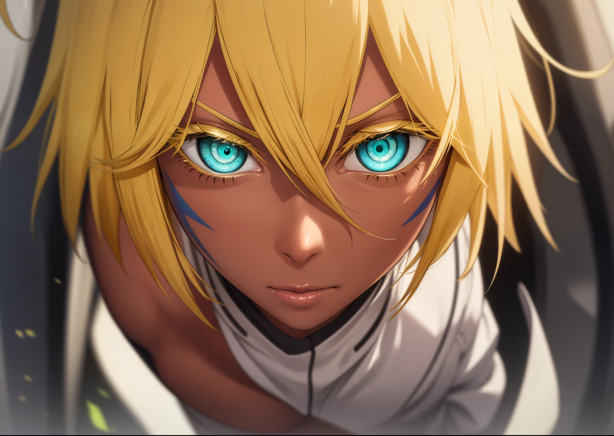 halibeltier, halibel tier, short hair, blonde hair, green eyes, dark skin, dark-skinned female, facial mark,
BREAK (black and lime green super sexy dealer bunny costume:1.2),
BREAK ((ARMS BEHIND BACK:1.5)),
BREAK (masterpiece:1.2), best quality, high resolution,NSFW ,unity 8k wallpaper, (illustration:0.8), (beautiful detailed eyes:1.6), extremely detailed face, perfect lighting, extremely detailed CG, (perfect hands, perfect anatomy),