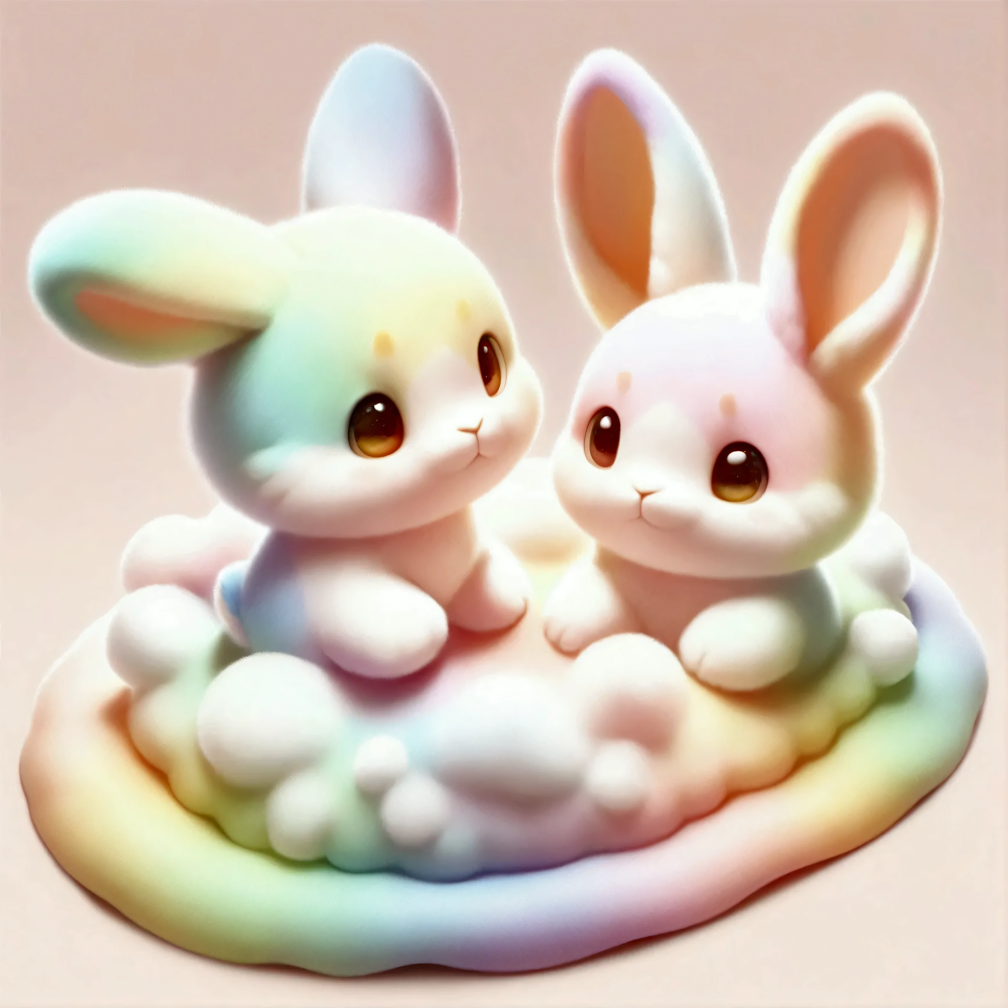 (rabbit-shaped white cloud:foam),(rabbit-shaped foam),Fluffy and fluffy,foam,cute,best composition,Artwork that children will enjoy seeing,create adorable backgrounds,pastel colors,Sparkling,fancy,fantasy