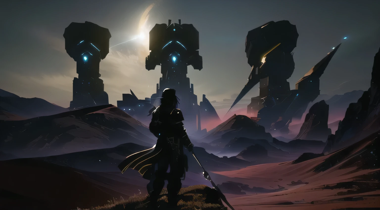 there are three people standing on a mountain with a giant alien statue, unreal engine 5 showcase, unreal engine 5 lumen, ps5 cinematic screen capture, unreal engine 5 tech demo, unreal engine 5 render dramatic, unreal engine 5 demo, unreal engine render saint seiya, unreal engine fantasy art, unreal engine 5 4 k uhd image, unreal engine'