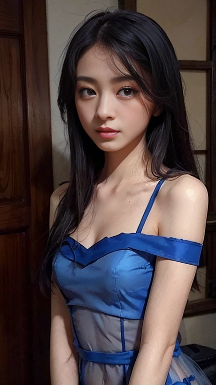 1 attractive sexy nurse woman, with black long hair, a cute face, grey eyes, naked wet body, Raise your hand to show your wet armpits, Detailed armpit wrinkles, showing your whole body, lying on the bed, spread your legs to show your wet pussy, show pussy wet, detail pussy, pussy cum out