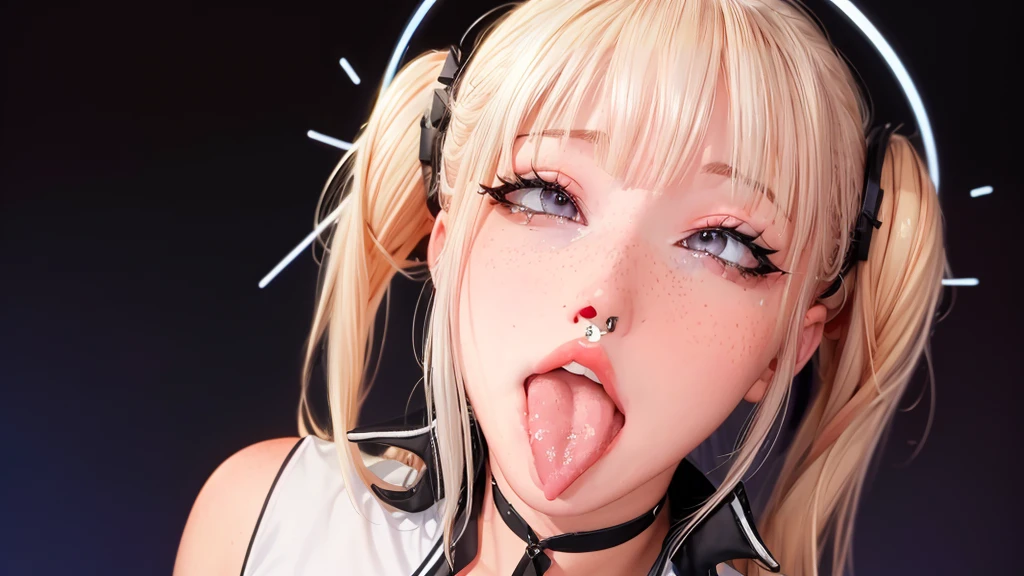 striderscribe,(ultra realistic),Photo, high quality, аналоговая Photoграфия Ahegao , (low lighting), (neon atmosphere) light background ,portrait of a girl, Ahegao, blonde,chölka, view from above, detailed eyes,AHEGAO FACE,OPEN MOUTH, SHOW TONGE,
