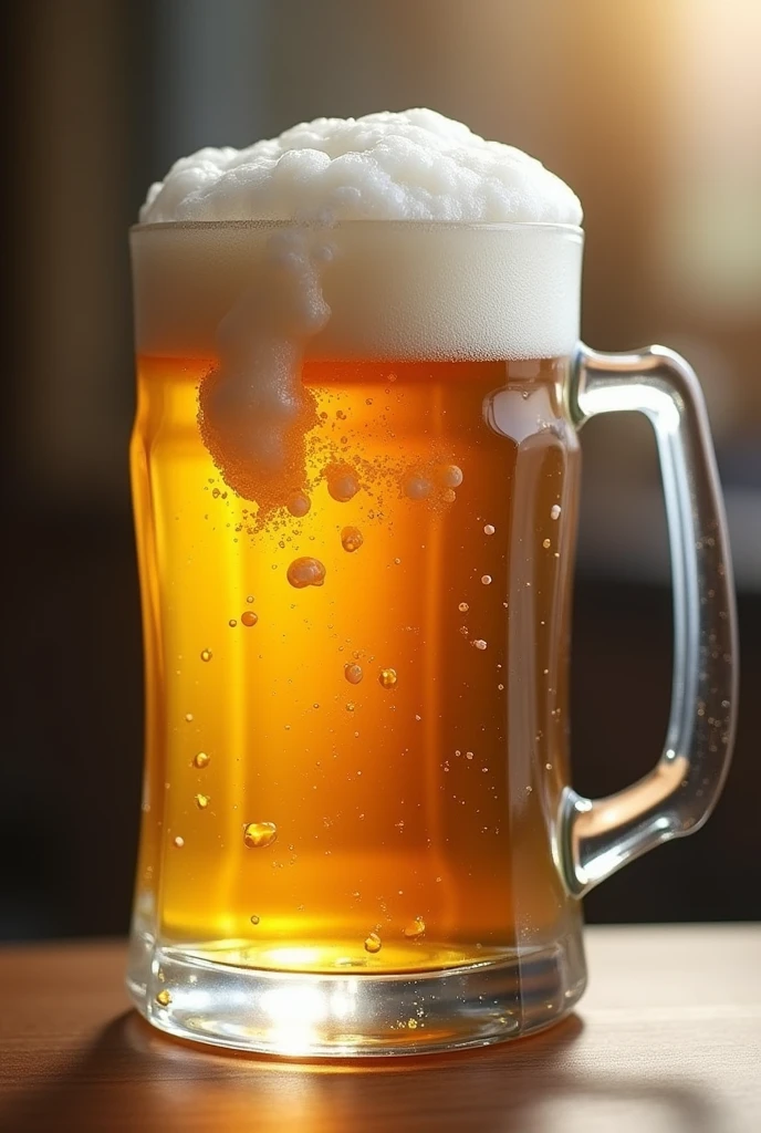 Beer mug filled with beer