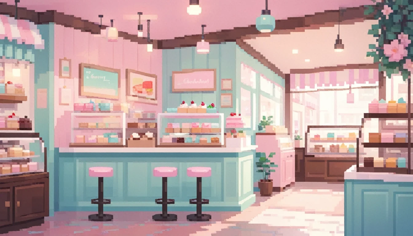 Lofi Cozy Dessert shop , pastel ,minimal